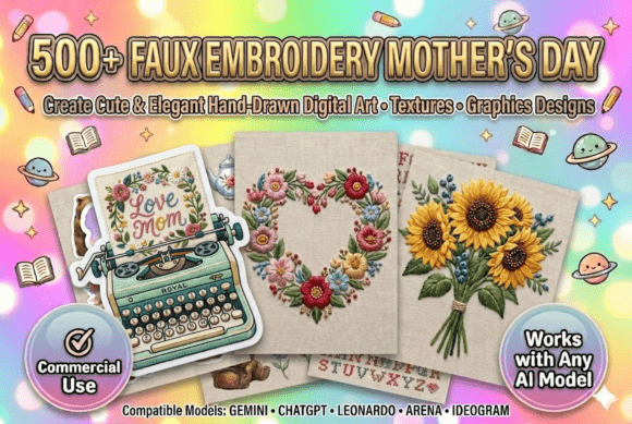 500 Faux Embroidery Mother’s Day Prompts