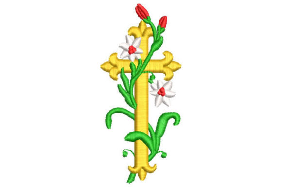 Cross with Branches and Flowers