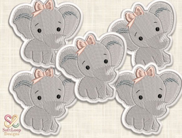 GIRL ELEPHANT Patch Embroidery Design