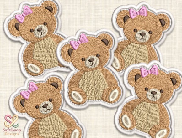 GIRL TEDDY BEAR Patch Embroidery Design
