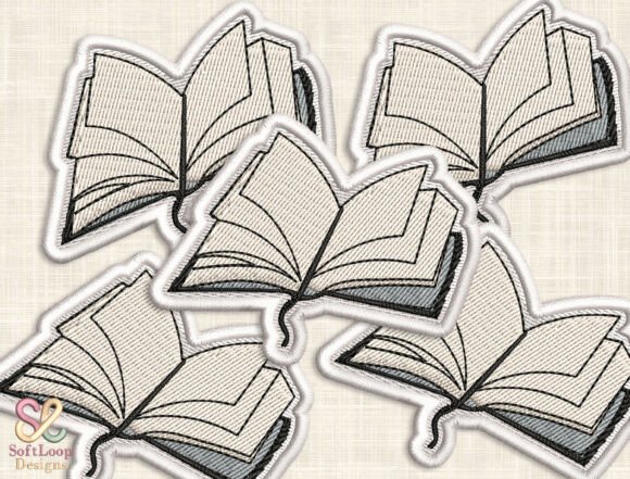 OPEN BOOK Patch Embroidery Design