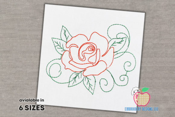 Outline Rose: A Refined Embroidery Design for Small Business Branding