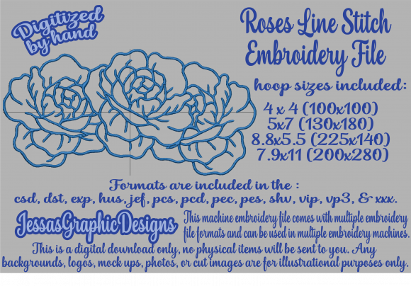 Roses Line Stitch: Elegant Simplicity for Handmade Gifts