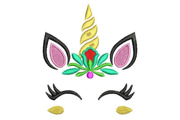 Unicorn with Leaves and Flowers
